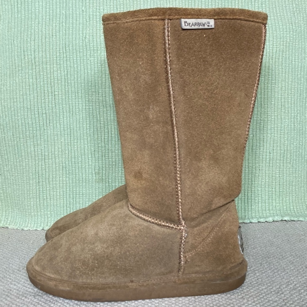 BEARPAW Womens Tan Eva Tall Suede/Wool/Sheepskin Warm Winter Boots SZ US 7 - Picture 2 of 12